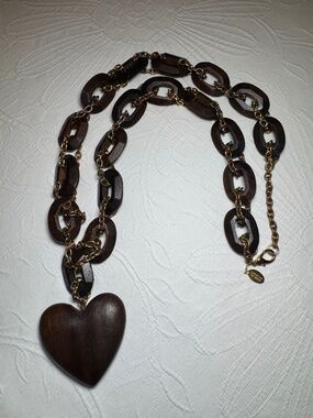 Vintage Erikson Beamon Wooden Chain Heart Necklace